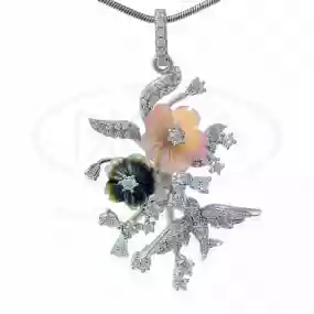 Підвіска срібна з Перламутром та Цирконом