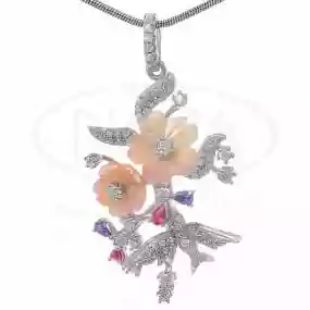 Підвіска срібна з Перламутром та Цирконом