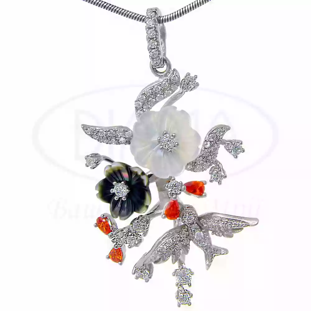 Підвіска срібна з Перламутром та Цирконом фото 1