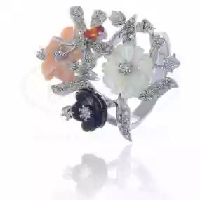 Каблучка срібна з Перламутром та Цирконом