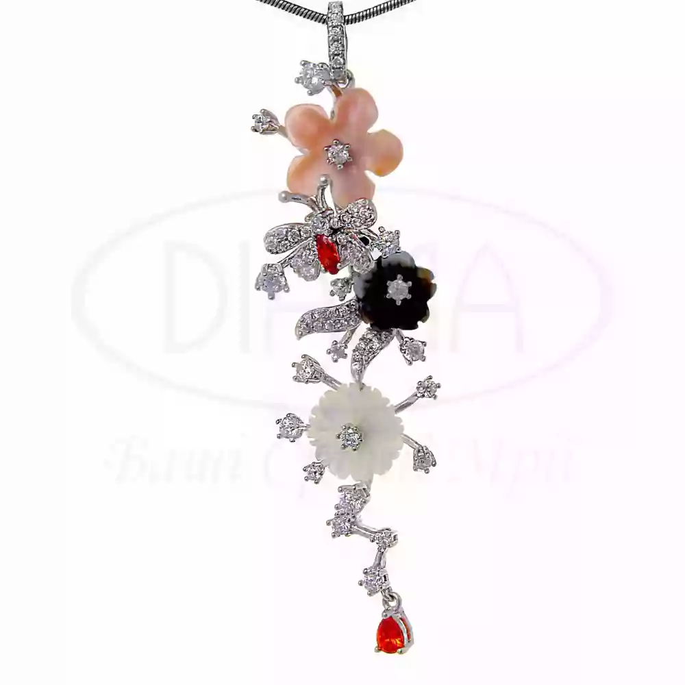 Підвіска срібна з Перламутром та Цирконом фото 1