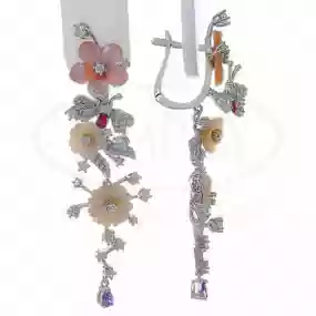 Сережки срібні з Перламутром та Цирконом