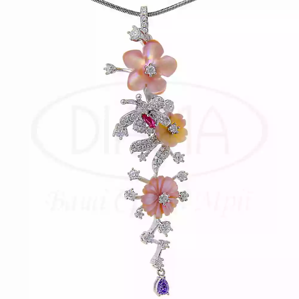 Підвіска срібна з Перламутром та Цирконом фото 1