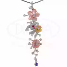 Підвіска срібна з Перламутром та Цирконом