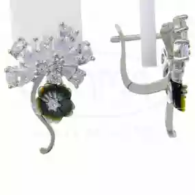 Сережки срібні з Перламутром та Цирконом