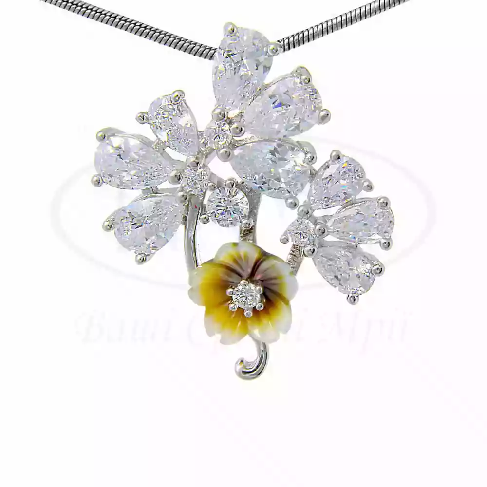 Підвіска срібна з Перламутром та Цирконом фото 1