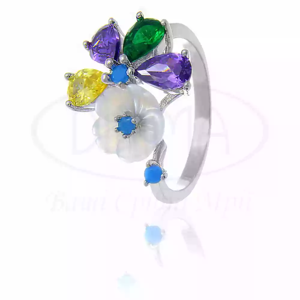 Каблучка срібна з Перламутром та Цирконом фото 1