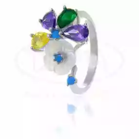 Каблучка срібна з Перламутром та Цирконом