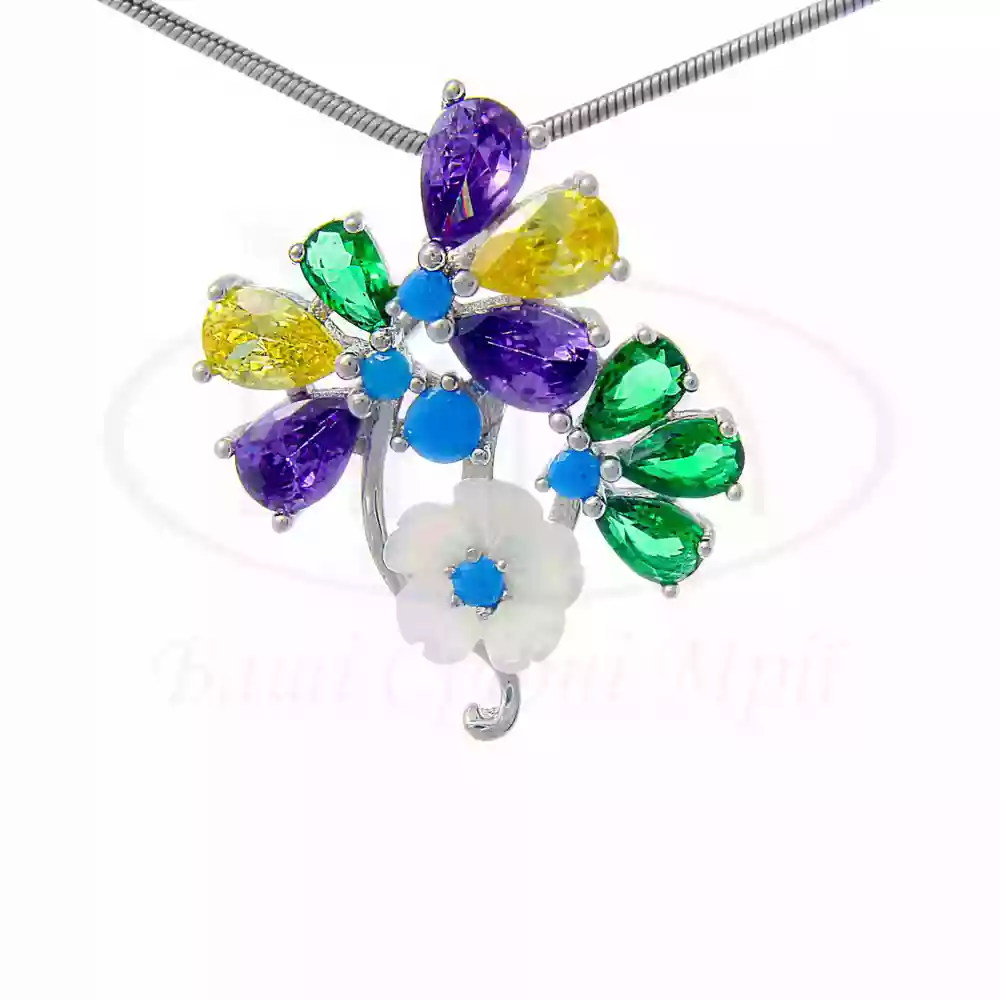 Підвіска срібна з Перламутром та Цирконом фото 1