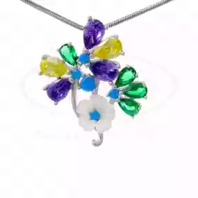 Підвіска срібна з Перламутром та Цирконом