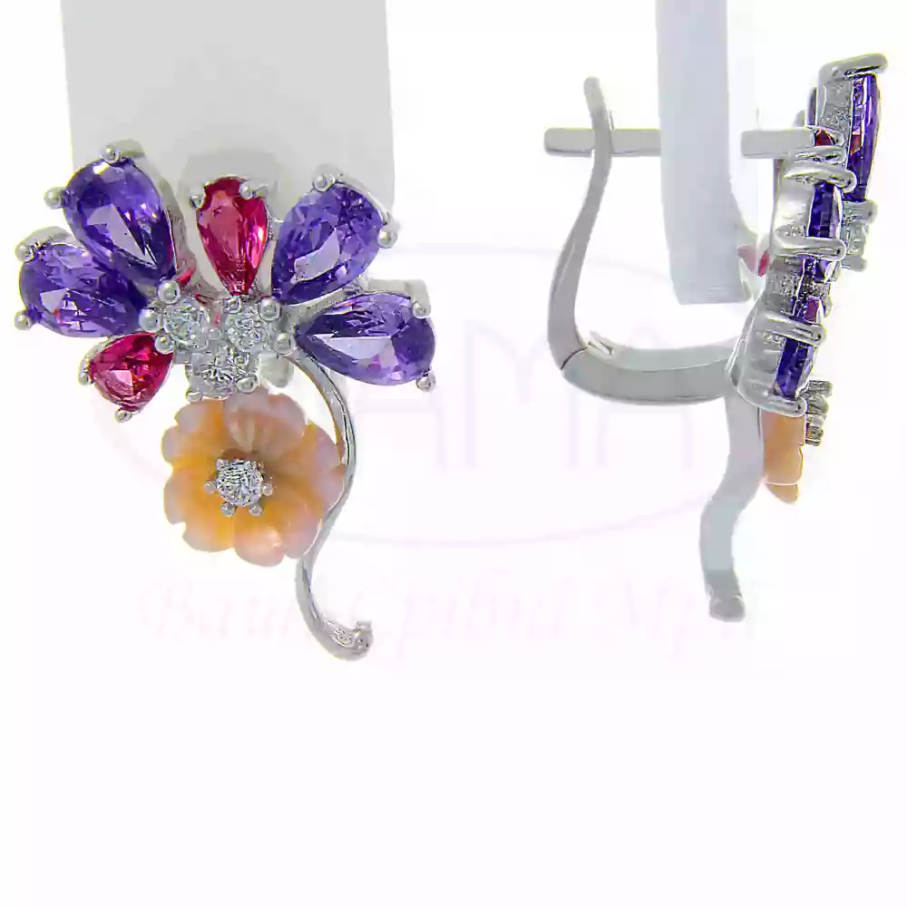 Сережки срібні з Перламутром та Цирконом фото 1