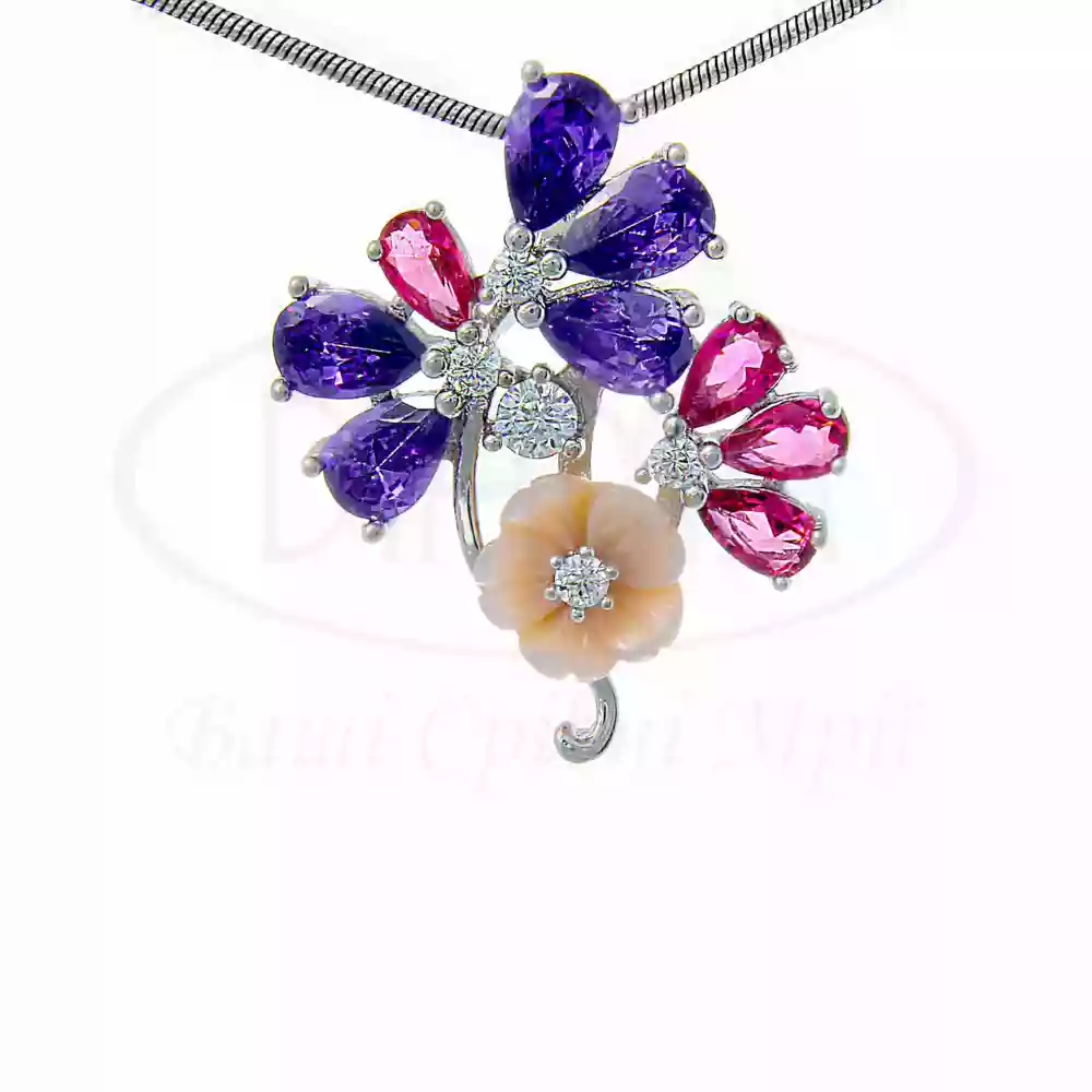 Підвіска срібна з Перламутром та цирконом фото 1