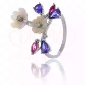 Каблучка срібна з Перламутром та Цирконом