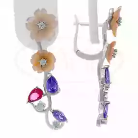 Сережки срібні з Перламутром та Цирконом