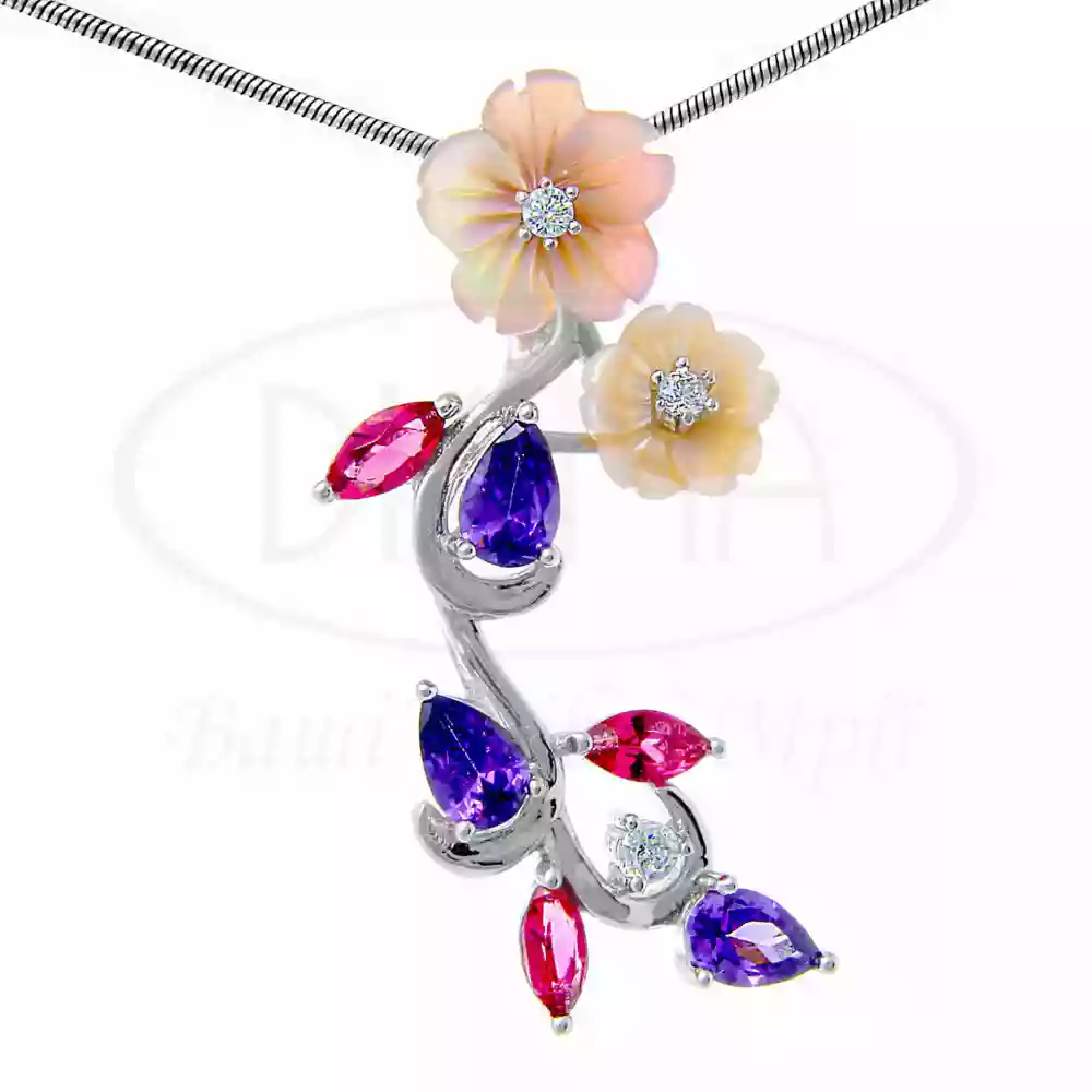 Підвіска срібна з Перламутром та Цирконом фото 1