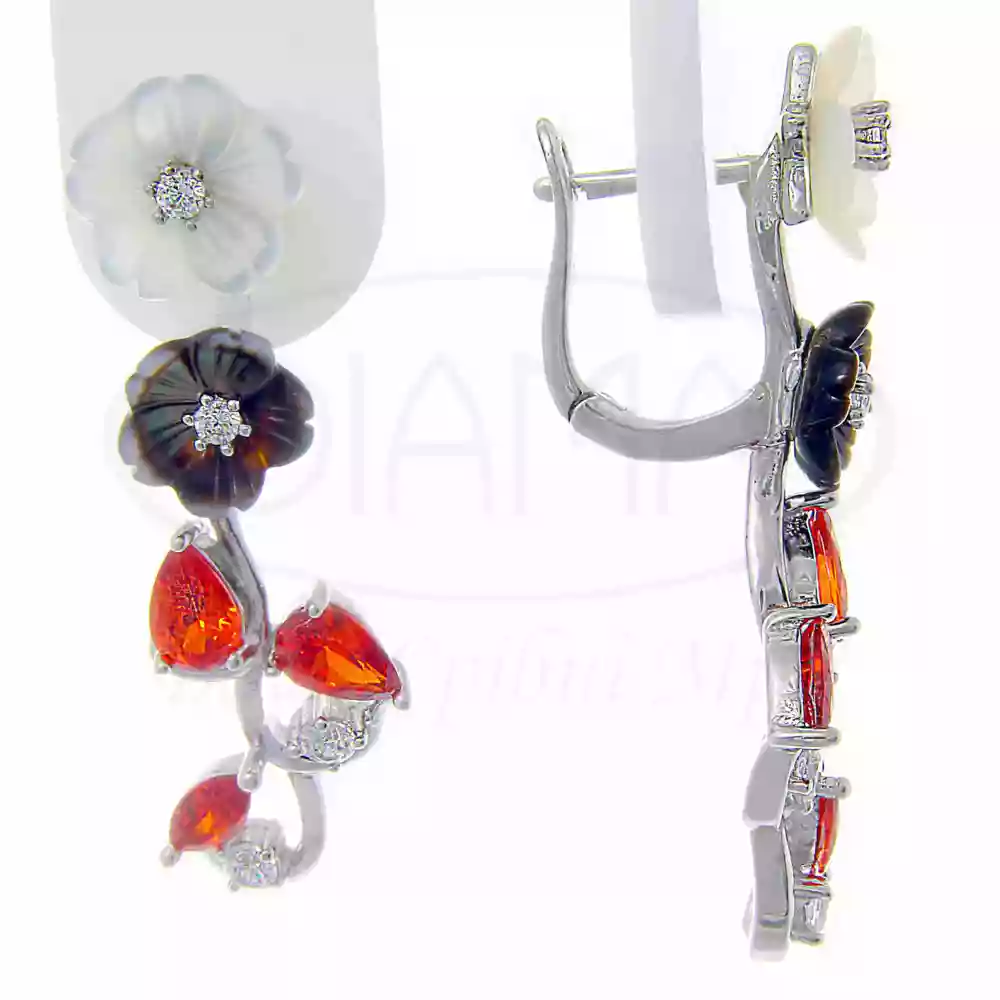 Сережки срібні з Перламутром та Цирконом фото 1