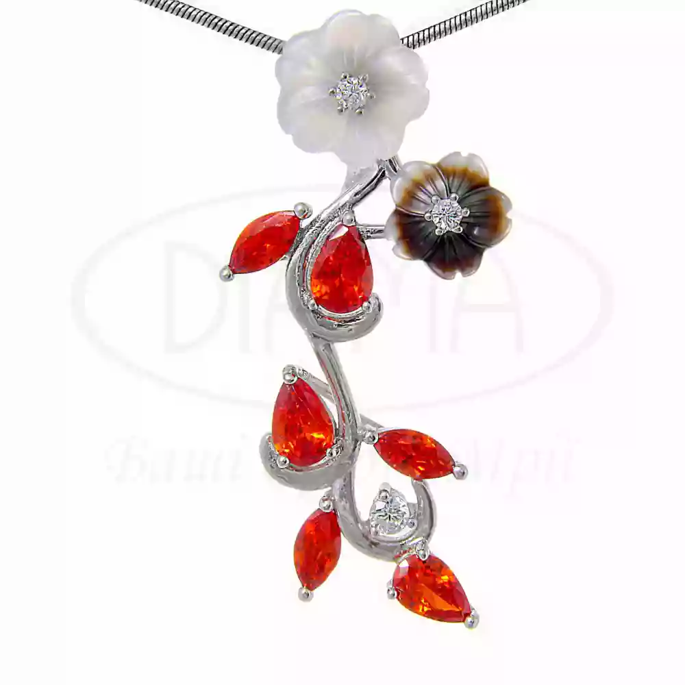 Підвіска срібна з Перламутром та Цирконом фото 1