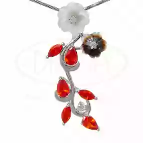 Підвіска срібна з Перламутром та Цирконом