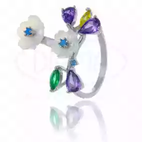 Каблучка срібна з Перламутром та Цирконом