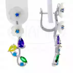 Сережки срібні з Перламутром та Цирконом