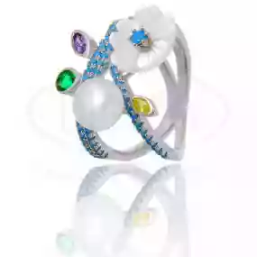 Каблучка срібна з Цирконом та Перламутром