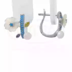 Сережки срібні з Цирконом та Перламутром