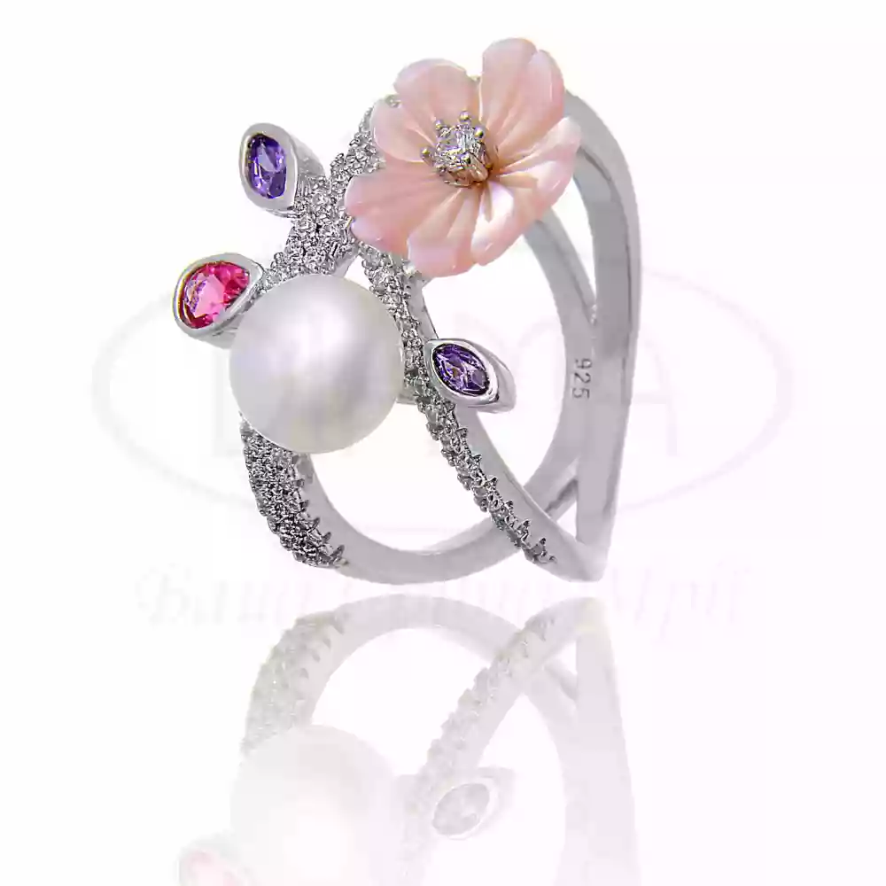 Каблучка срібна з Цирконом та Перламутром фото 1