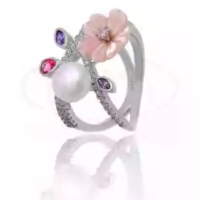 Каблучка срібна з Цирконом та Перламутром