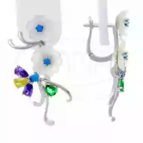 Сережки срібні з Цирконом та Перламутром