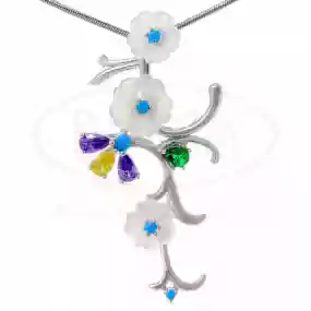 Підвіска срібна з Цирконом та Перламутром