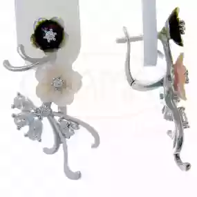 Сережки срібні з Цирконом та Перламутром