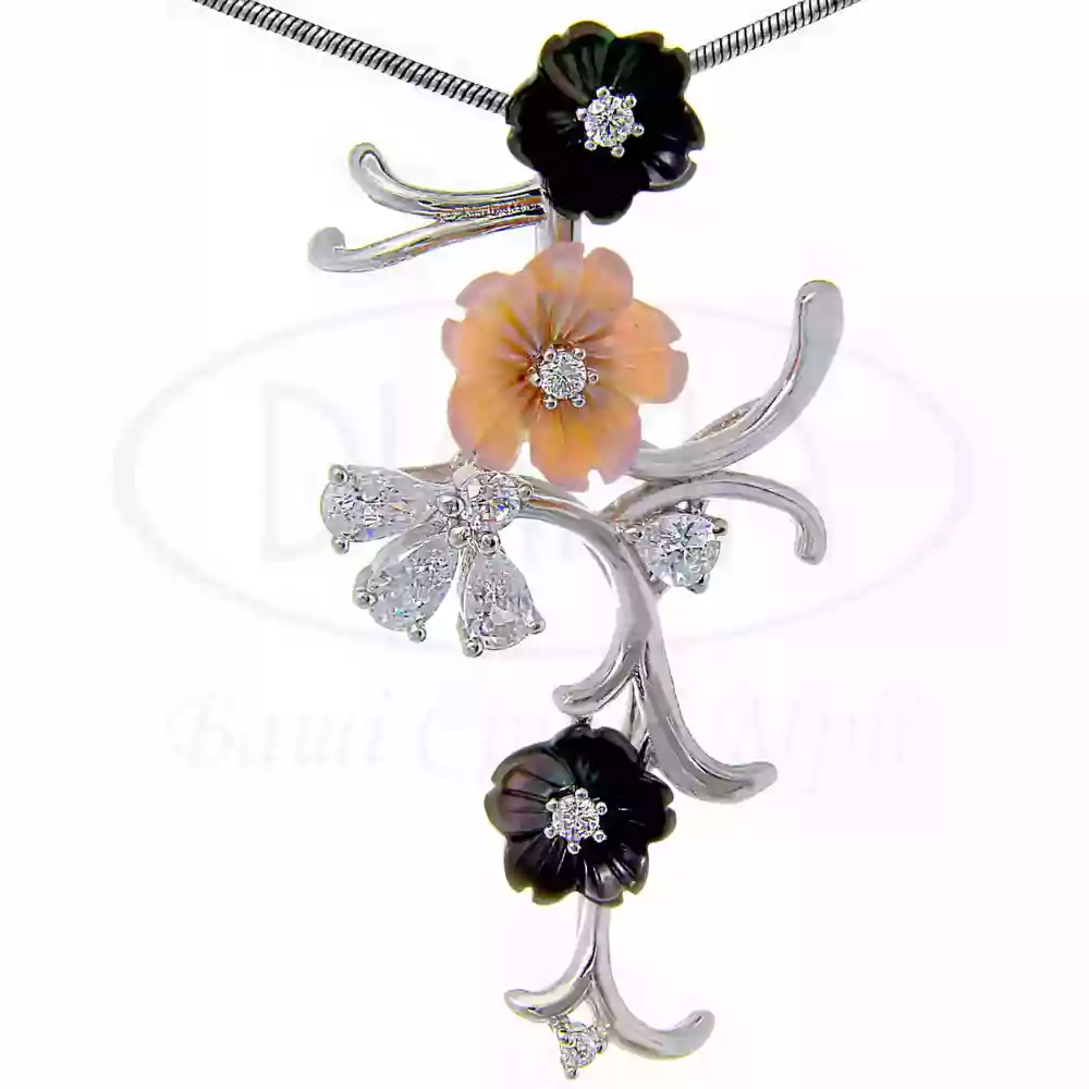 Підвіска срібна з Цирконом та Перламутром фото 1