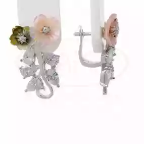 Сережки срібні з Цирконом та Перламутром