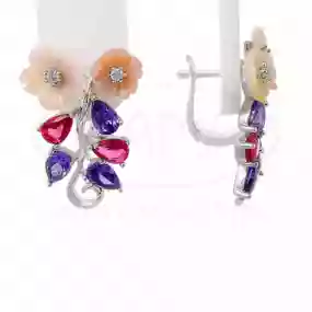 Сережки срібні з Цирконом та Перламутром