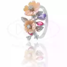 Каблучка срібна з Цирконом та Перламутром