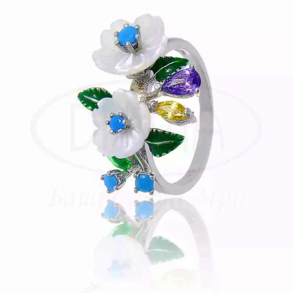 Каблучка срібна з Цирконом та Перламутром фото 1