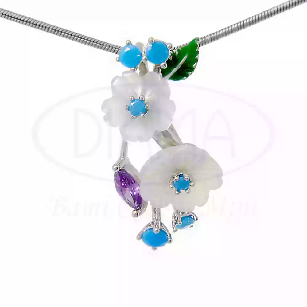 Підвіска срібна з Цирконом та Перламутром фото 1