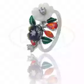 Каблучка срібна з Цирконом та Перламутром