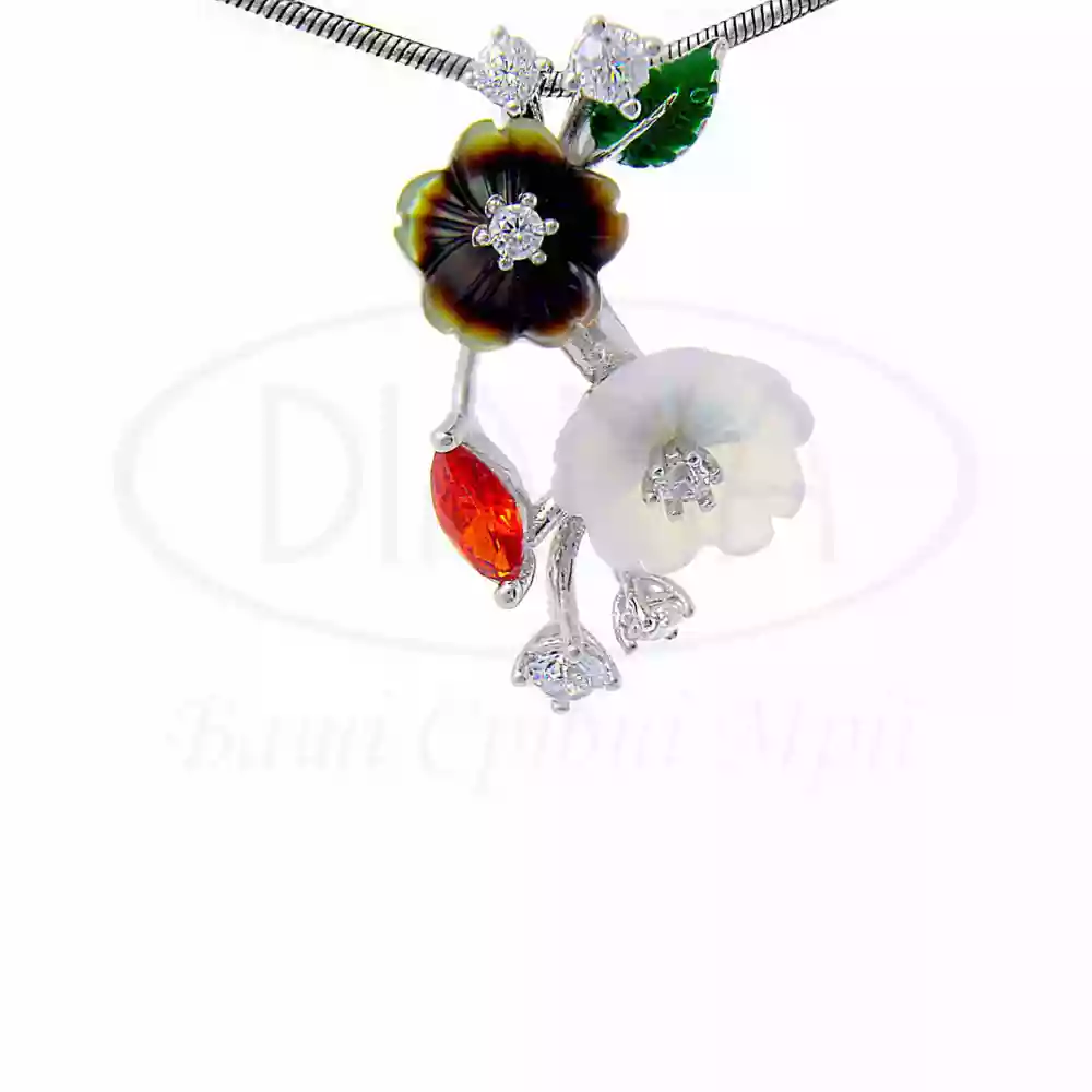 Підвіска срібна з Цирконом та Перламутром фото 1