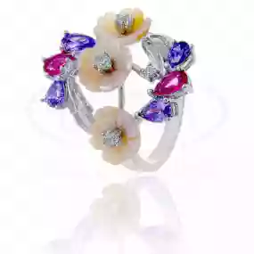 Каблучка срібна з Цирконом та Перламутром