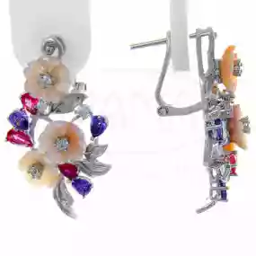 Сережки срібні з Цирконом та Перламутром