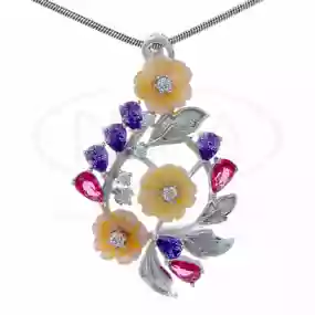 Підвіска срібна з Цирконом та Перламутром