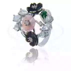 Каблучка срібна з Цирконом та Перламутром