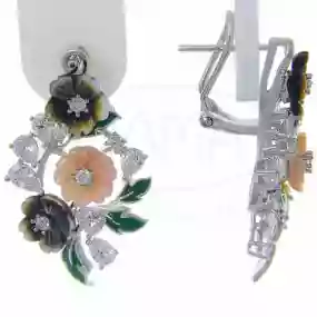 Сережки срібні з Цирконом та Перламутром