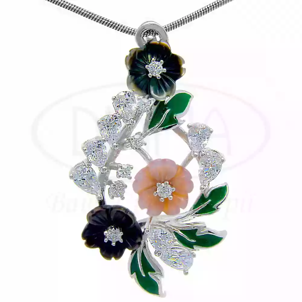 Підвіска срібна з Цирконом та Перламутром фото 1