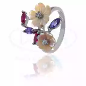 Каблучка срібна з Цирконом та Перламутром