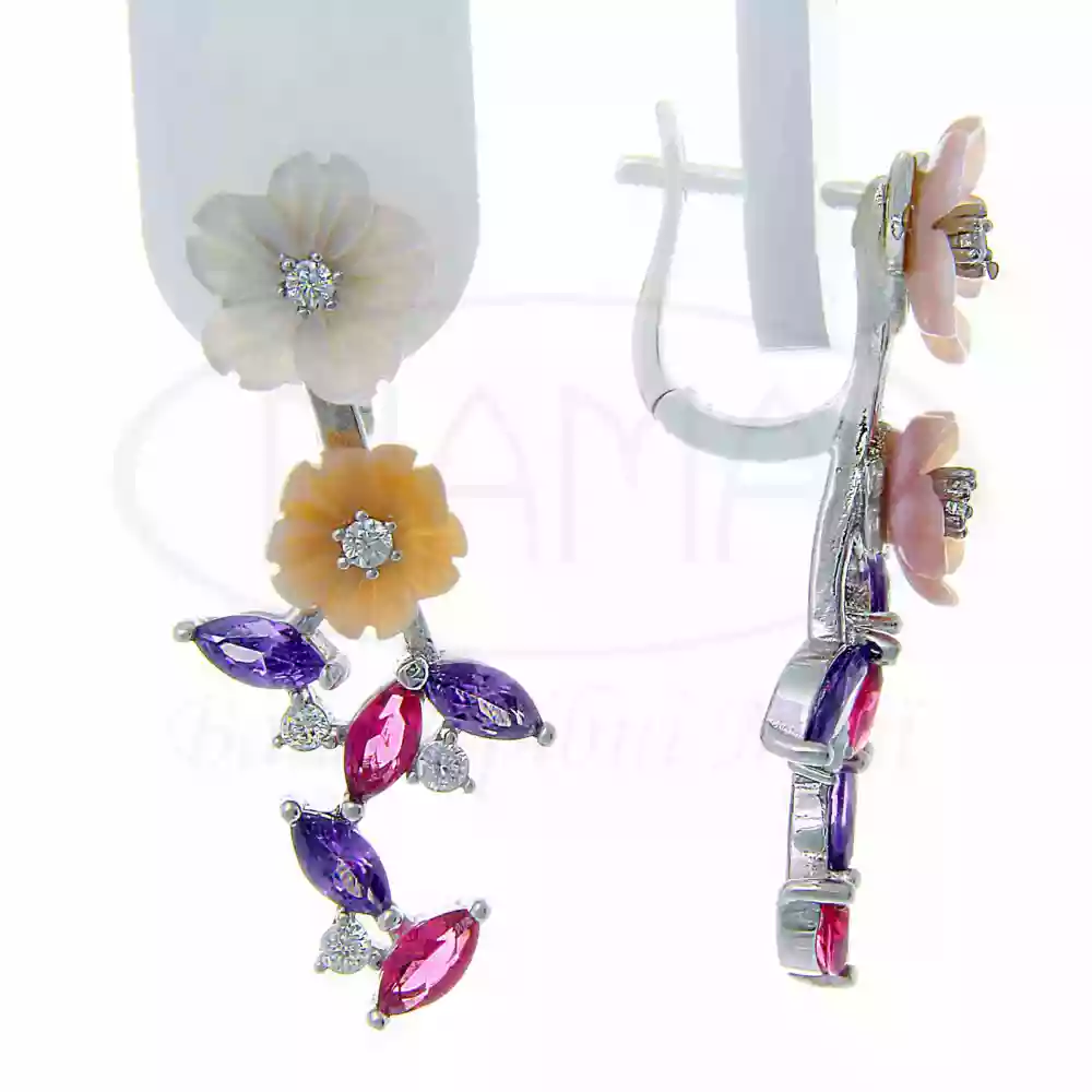 Сережки срібні з Цирконом та Перламутром фото 1