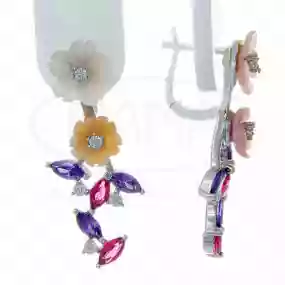 Сережки срібні з Цирконом та Перламутром