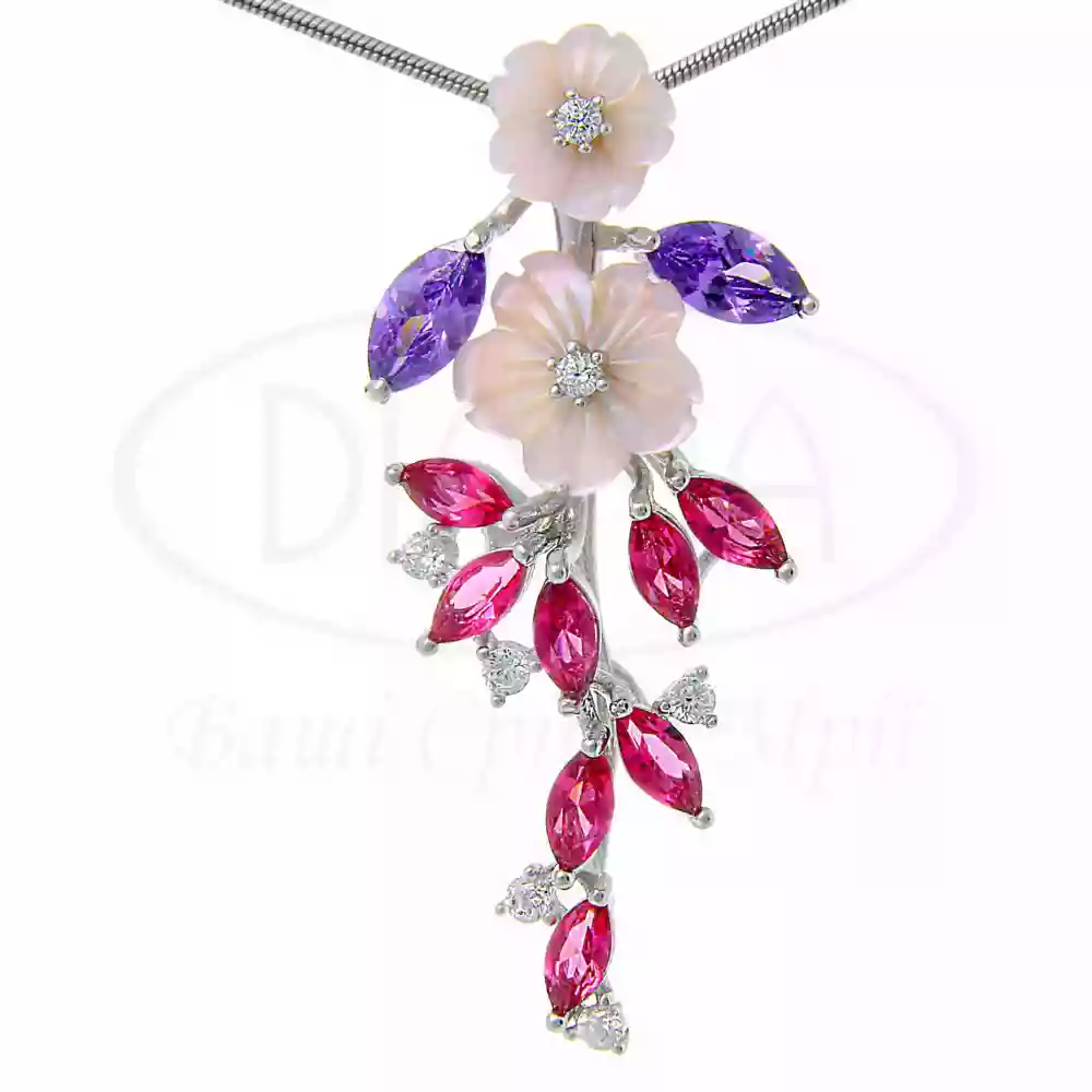 Підвіска срібна з Цирконом та Перламутром фото 1