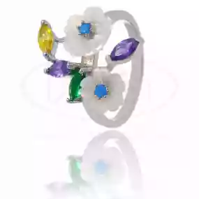 Каблучка срібна з Цирконом та Перламутром